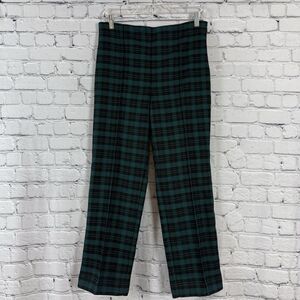 Ann Taylor The Petite Plaid High Waist Ankle Tweed Pants Women 4P Blue Black